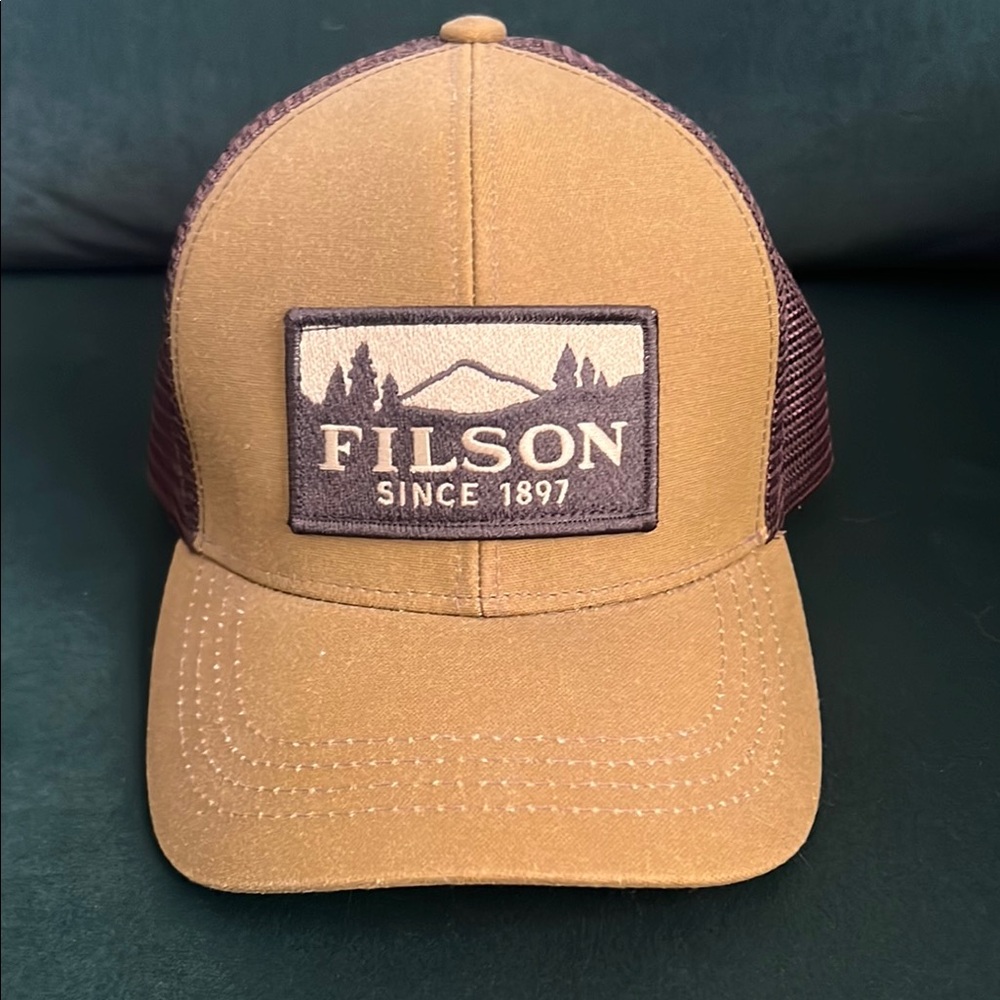 Filson Tan and Brown Mesh Cap with Logo Patch